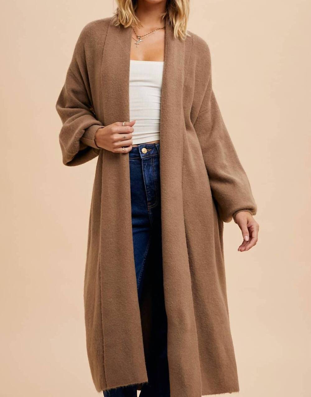 NEW IN-LOOM the latte layers cardigan in taupe